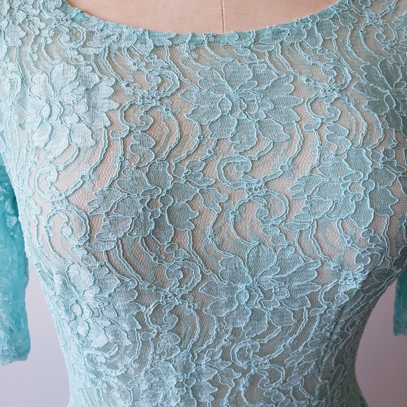 Blue Lace Midi Fit & Flare Dress - Picture 2 of 5
